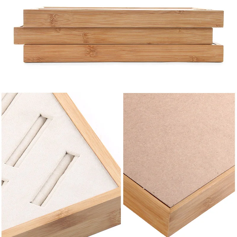 Natural Bamboo Gray/Beige 6/12 Grids Bracelet Case Display Tray Plug-in Fine Counter Display Jewelry Ring Windows Show Props