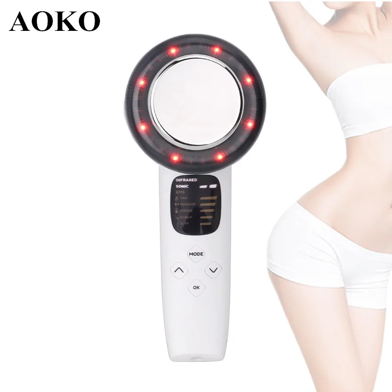 AOKO New Ultrasonic Cavitation EMS Body Slimming Massage Machine Weight Loss Anti Cellulite Fat Burner Facial Massager machine