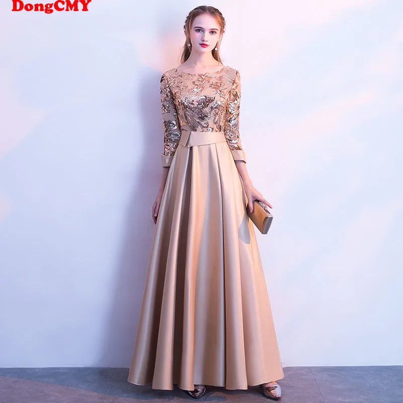 

DongCMY Long Formal Sequined Women Prom Dresses Maxi Evening Party New Plus Size Robe De Soiree Embroidered Gowns