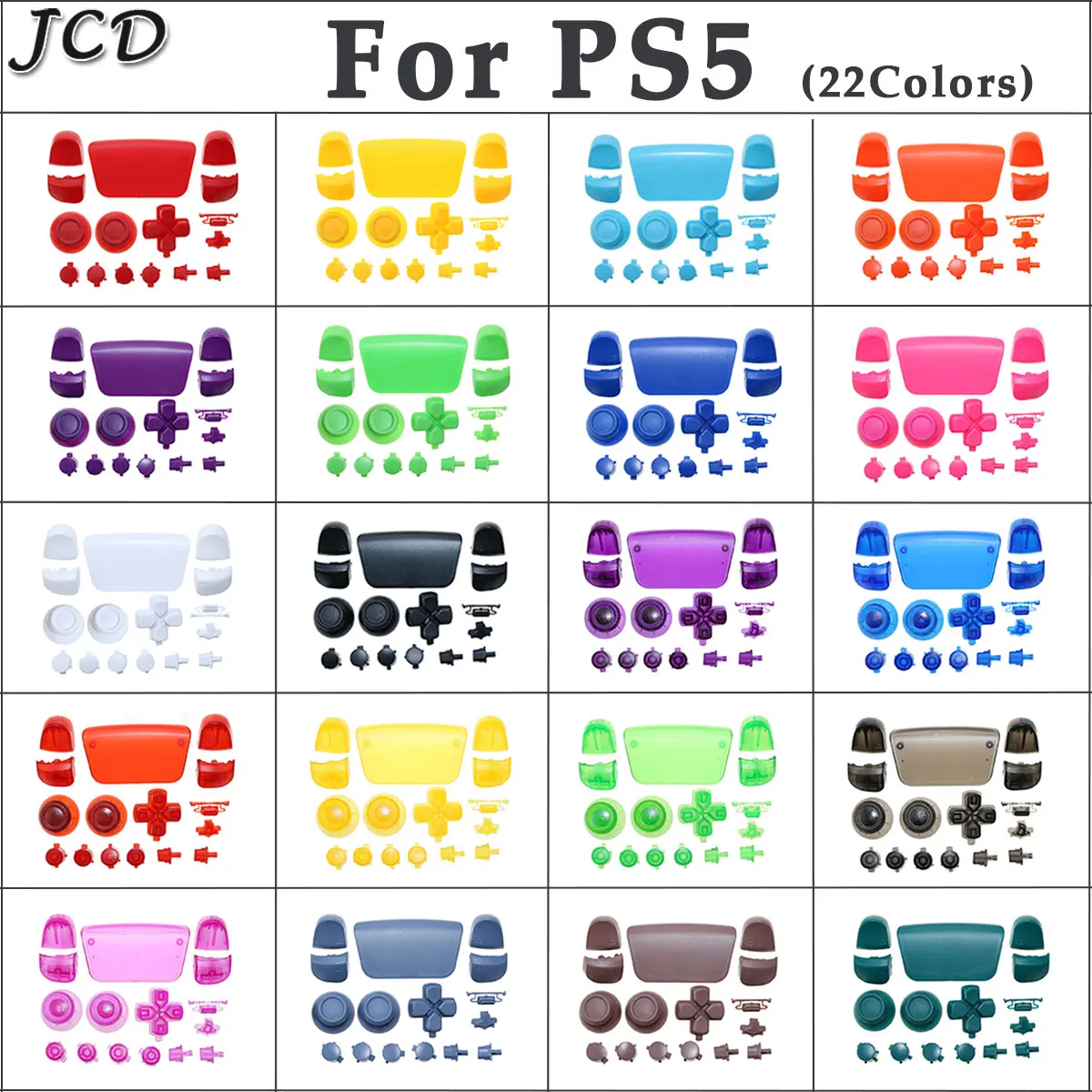 

JCD For PS5 Controller Color Button Key Replacement Shell Case Cover D-pad L1 R1 L2 R2 Joystick Cap