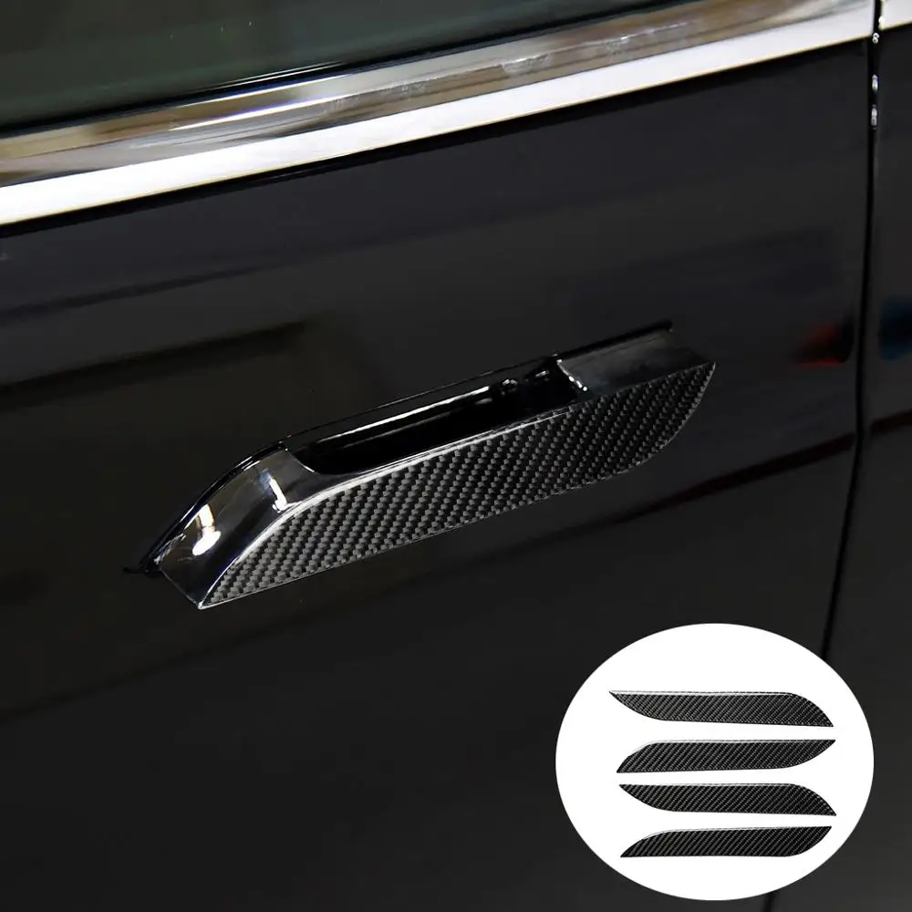 Car Door Handle Cover Trim Protector Stickers Decal 3D Real Carbon Fiber for Tesla Model S Car Styling accessory