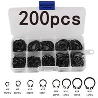 200Pcs C-clip Washers M6 M8 M10 M12 M14 M16 M18 M20 Internal External Retaining Circlips Snap Retaining Ring Carbon Steel Kit