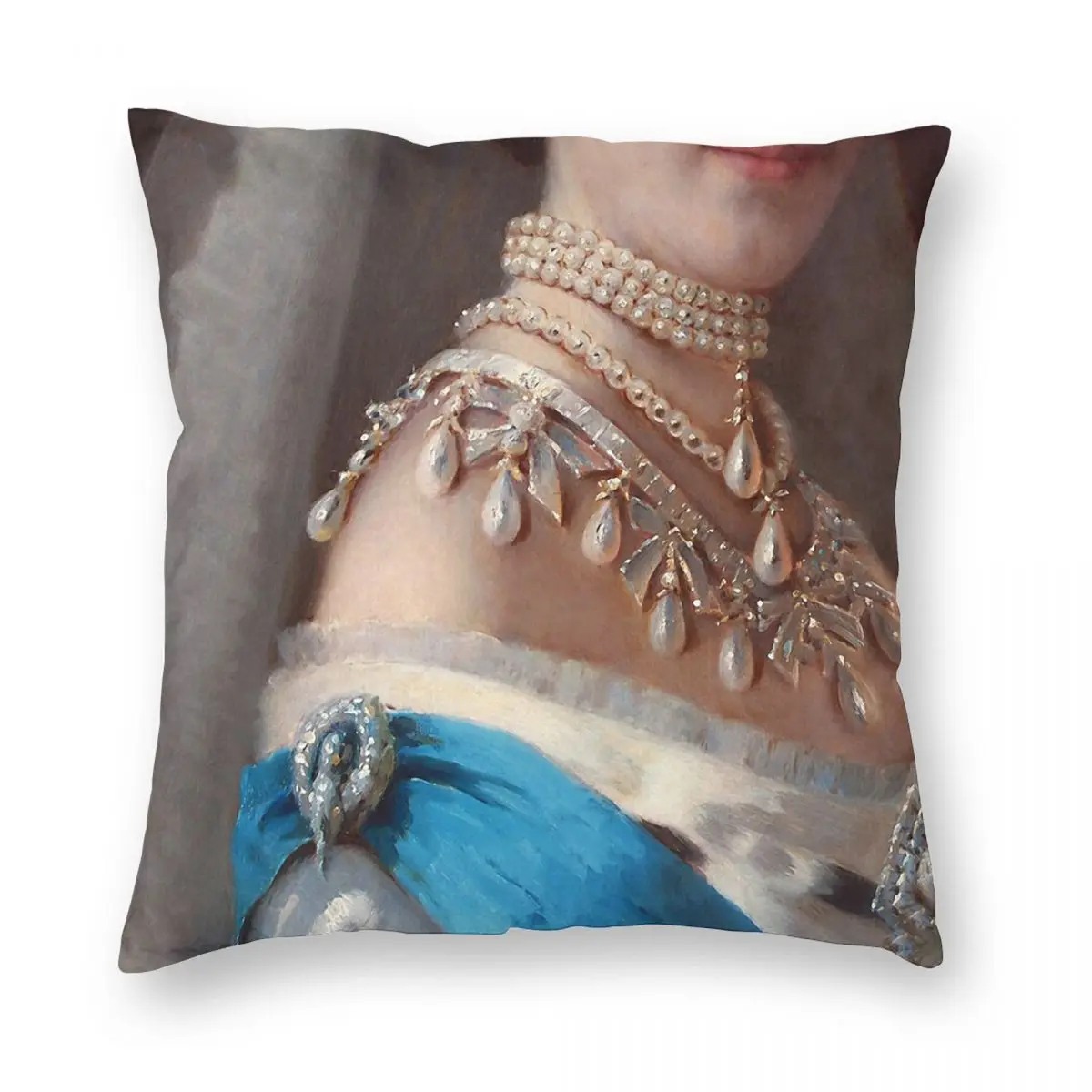 Royal Jewels On A Danish Princess Square Pillowcase Polyester Linen Velvet Creative Zip Decor Home Cushion Cover