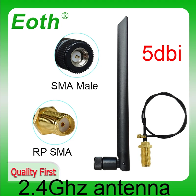 

2.4Ghz antenna wifi antena 5dbi SMA male 2.4G wifi antenne IOT Zigbee Small Size aerial + PCI U.FL IPX to RP-SMA Pigtail Cable