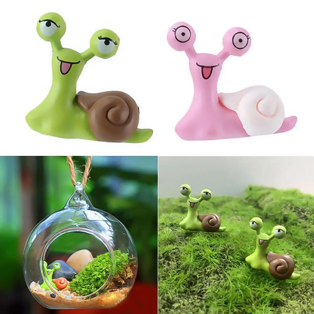 2PCS Mini Snails Micro Potted Landscape Bonsai Accessories Garden Dollhouse Toys Decoration Ornaments Figurine Decor Fairy