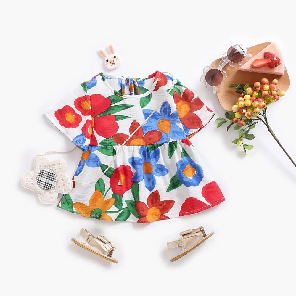 Sanlutoz Princess Cotton Baby Dress Short Sleeve Flowers Baby Girls Clothing Summer Toddler Infant Dresses