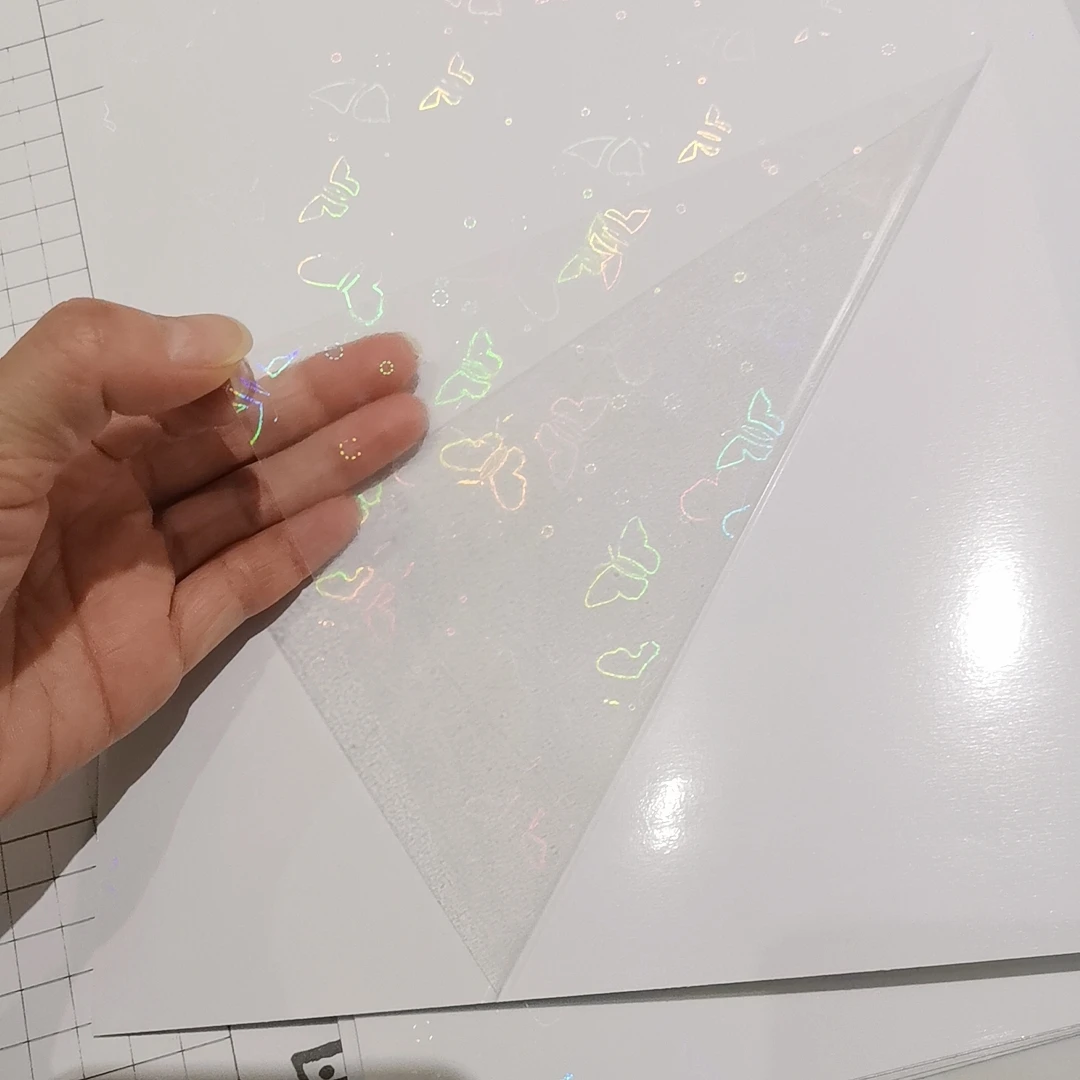 Holographic Small Butterfly Foil Adhesive Tape Back Laminating On Paper Plastic 50 Sheets 210 x 297 MM DIY Package Color Card