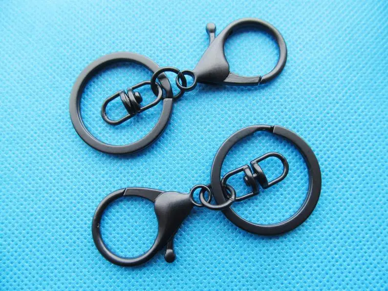 50pcs Black Strong Lobster Clasp Circle Clasp Key Chain Ring Connector Pendant Charm/Finding,DIY Accessory Jewelry Making