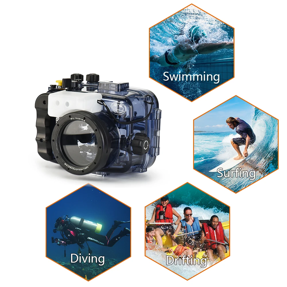 Seafrogs 130ft/40m Waterproof Underwater Housing Camera Diving Housing for Sony A6000 A6300 A6500 A6400 16-50mm Bag Case Cover