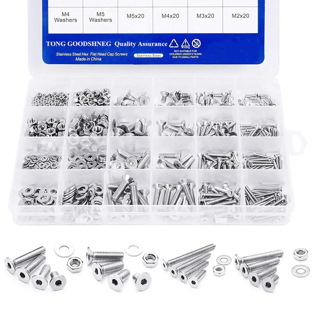 Hex Socket Head Cap Screw Set M2 M3 M4 M5 Stainless Steel Hexagon Flat Round Cap Head Screw Kit Assortment Homemade,Woodwork