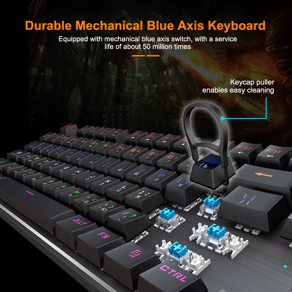 Gaming Keyboard Mechanical keyboard Gamer with backlight USB RGB 87/104 keycaps Wired Ergonomic Russian keyboard For PC Computer