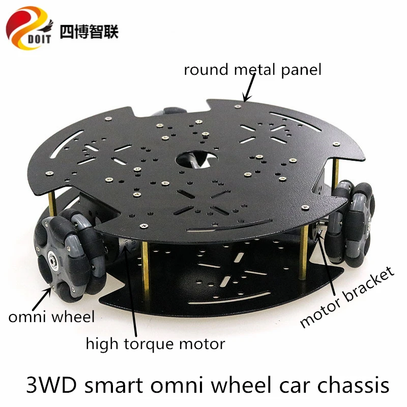 

58mm Nylon Omni Wheel Tank Car Chassis Kit 3WD Smart Omnidirectional Mobile Robot Platform 3pcs High Torque Motor DIY Education