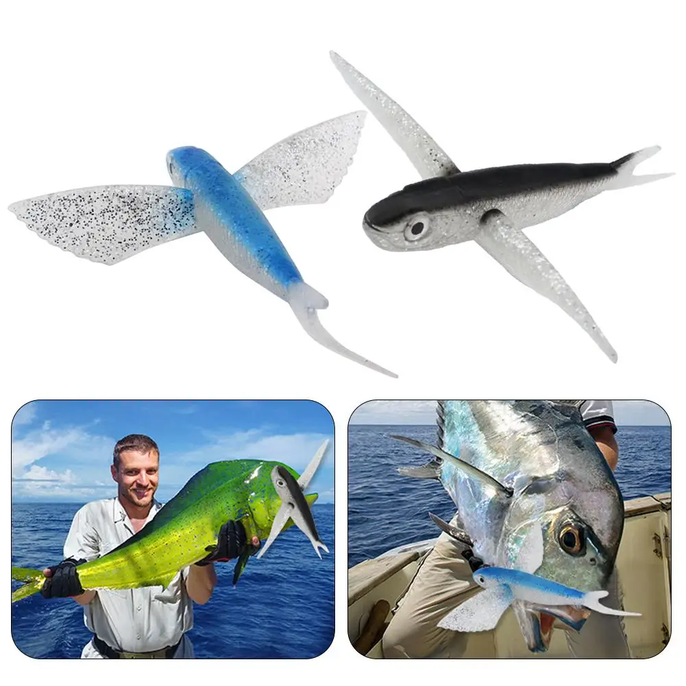 1PC Bionic Flying Fish Sea Fish Soft Tuna Lure Saltwater Fishing Lure for Kingfish/Tuna/Mackerel/Marlin/Mahi Mahi Offshore Troll