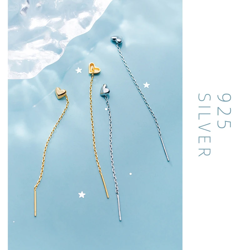 

Colusiwei Authentic 925 Minimalism Small Heart Long Chain Drop Earrings for Women Fashion Dangle Earrings Korea Style Jewelry