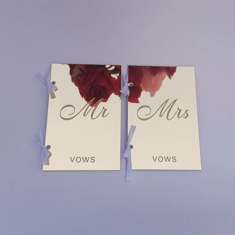 

2pcs/Pair,New Arrival 4x6" Romantic Mr&Mrs Acrylic Mirror Cover Simple Wedding Vow Book Event & Party Decor Favor Gifts