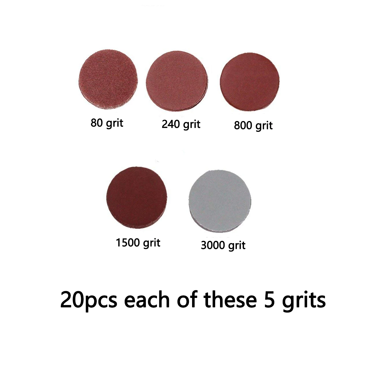 100 PCS 1inch 25mm Sanding Discs 80-3000 Grit Assorted with 2.35mm Shank Polishing Pad Hook Loop Sandpaper Abrasive Tool