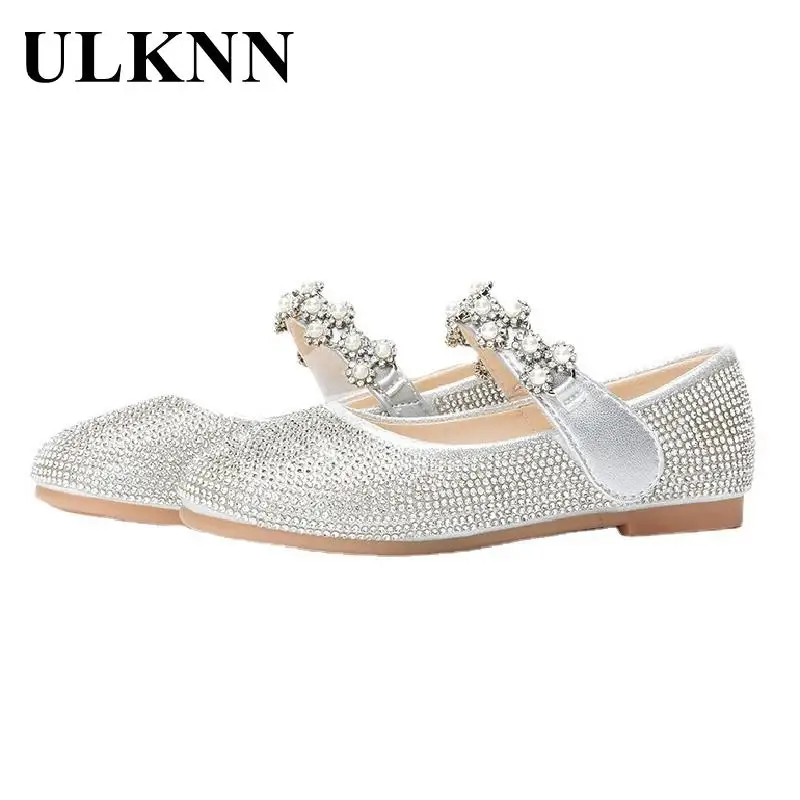 Ragazze principessa strass scarpe singole 2023 autunno bambino nuove prestazioni singolo cristallo appartamenti scarpe di vetro brillante per bambini