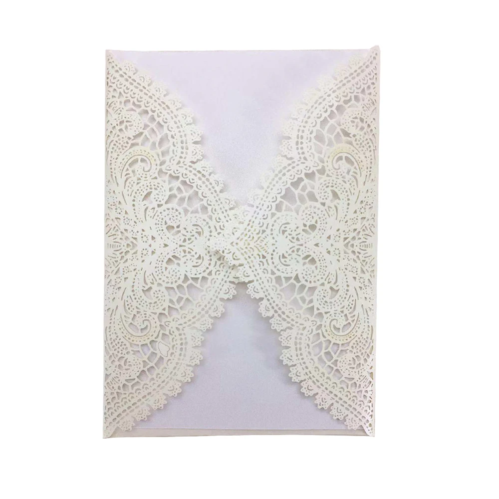 10pcs Laser Cut Wedding Invitations Card Lace Flower Customize Print Greeting Card Valentine\'s Day Wedding Party Favor Supplies