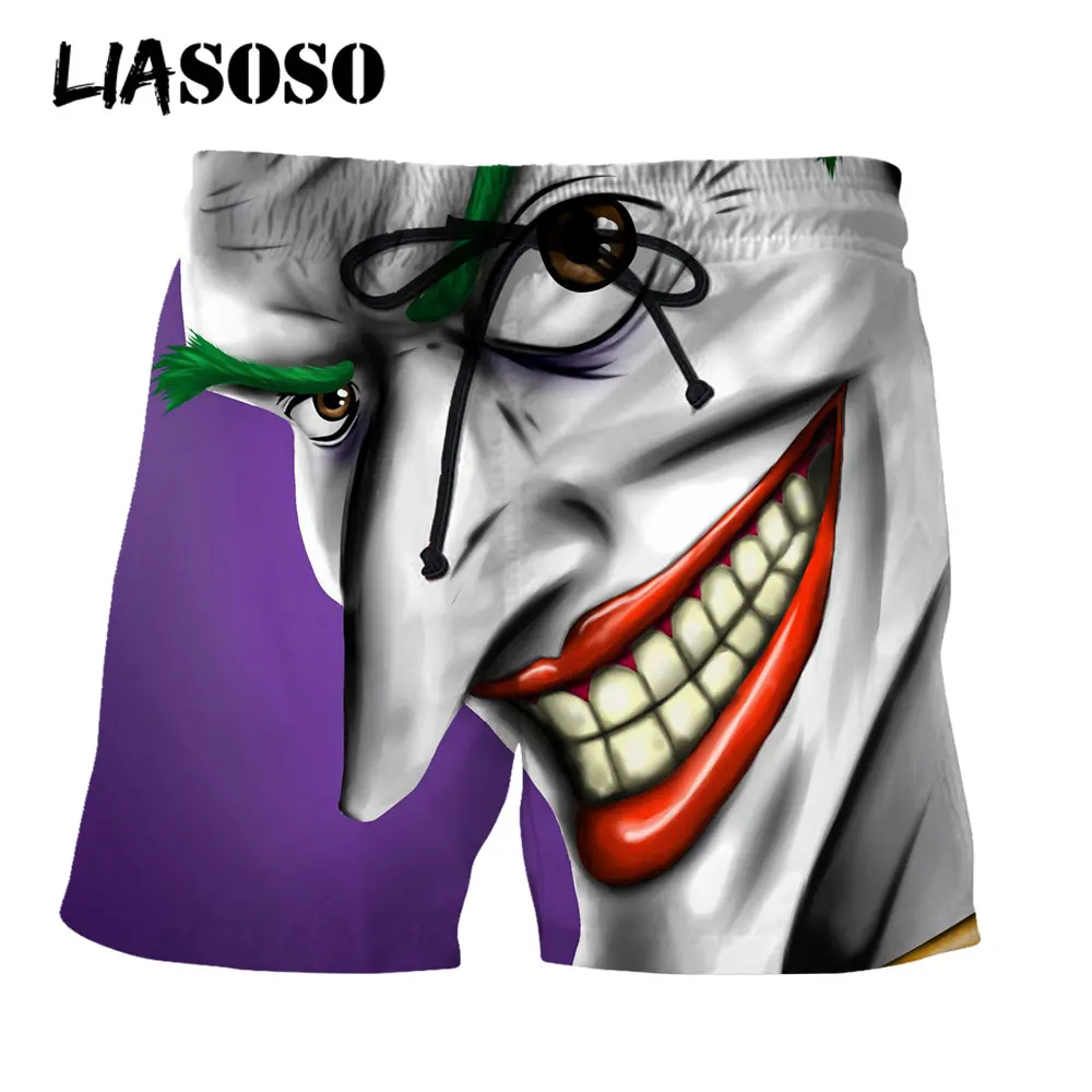 LIASOSO – short de plage imprimé en 3D pour homme, Joker Poker Venom, short de plage décontracté, Boxer, caleçon