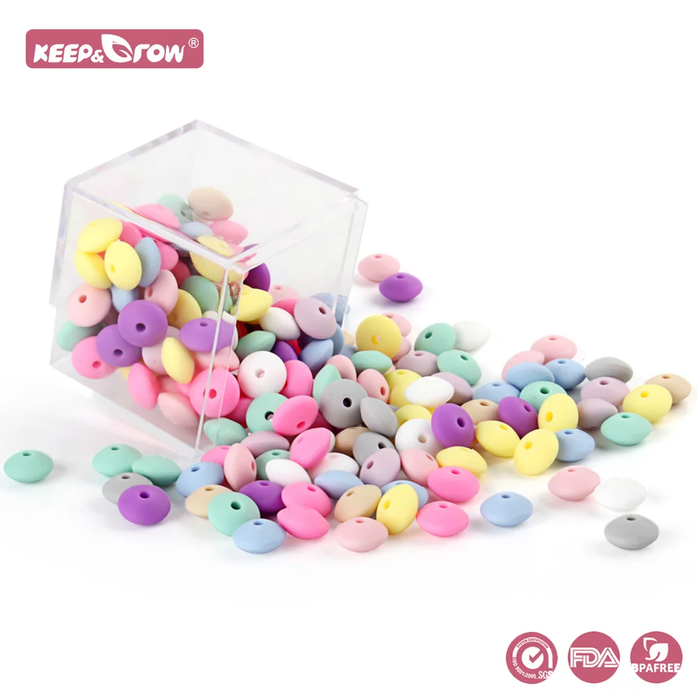 

Keep&Grow 500Pcs Silicone Lentil Beads 12MM Baby Teething Beads BPA Free Making Baby Oral Care DIY Pacifier Chain Accessorise