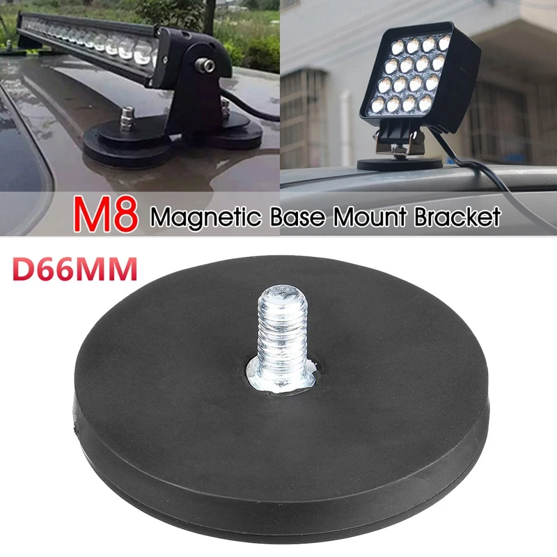 2Pcs 45KG Powerful Neodymium Magnet Disc Rubber Costed D88x8Mm M8 Thread Surface Protecting LED Light Camera Car Mount Magnet fo