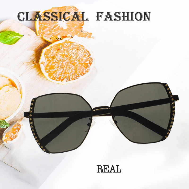 REAL Classic Women Sun Glasses  High Quality Diamond BlingBling Sunglasses Outdoor Sunscreen Glasses UV400