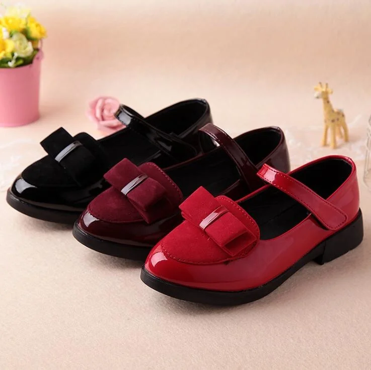 

Children princess leather shoes PU 3 colors casual baby black red girls fashion brand sport shoes free shipping dance shoes