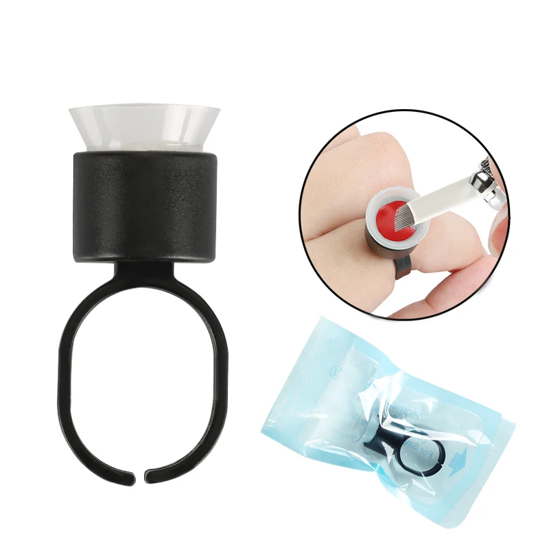 50/100 Pcs Tattoo Supply Ring Cup Tools Microblading Pigment Holder Permanent Makeup Disposable Tattoo Ink Cups With Sponge