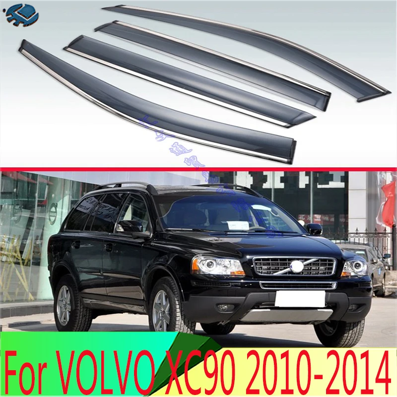 

For VOLVO XC90 2010 2011 2012 2013 2014 Plastic Exterior Visor Vent Shades Window Sun Rain Guard Deflector 4pcs