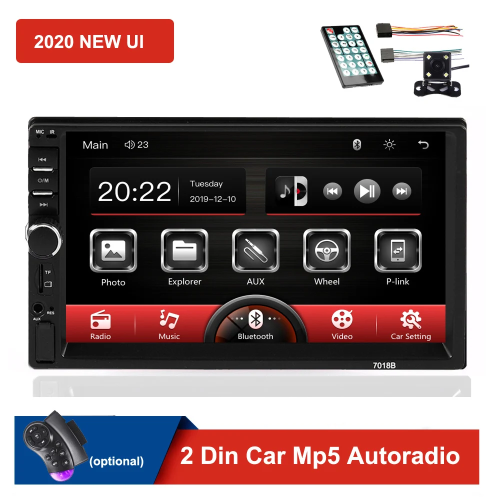 

2020 New 2 Din Car Radio 7018B Autoradio Mirror Link Touch Screen Audio Radio Bluetooth Video MP5 7" Multimedia Player FM/TF/USB