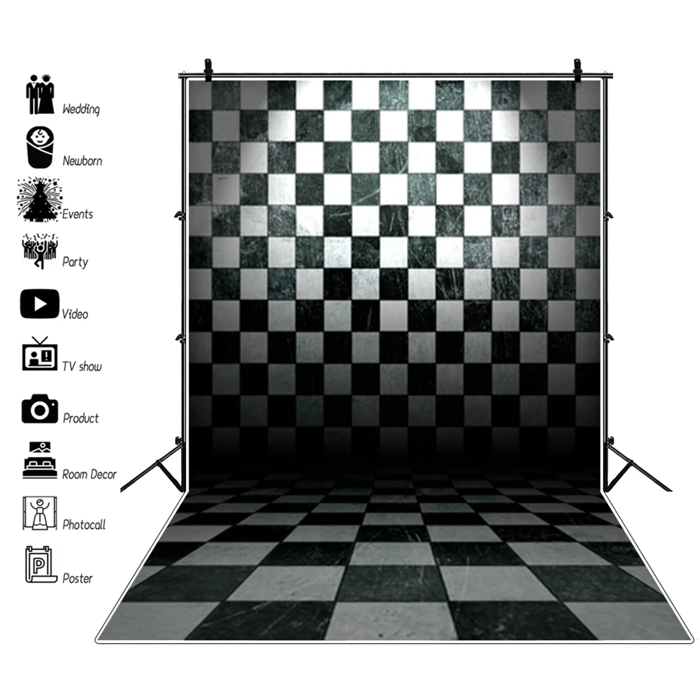 Laeacco Grunge Chess Board Wall Floor Scene Baby Newborn Photography Backgrounds Custom Photographic Backdrops For Photo Studio