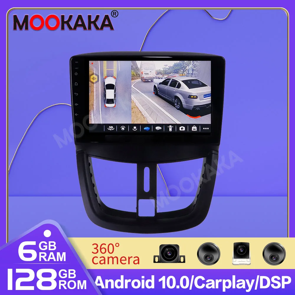 Android10 128G Car Multimedia Radio Player GPS For Peugeot 207 2006 2007 2008 -2015 GPS Navigation Video Player Support Carplay