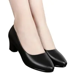 Office Ladies Pumps Woman Dress Shoes Pointed Toe Silver Heels Basic Pumps Low Heels Stewardess Long Standing Work Shoes