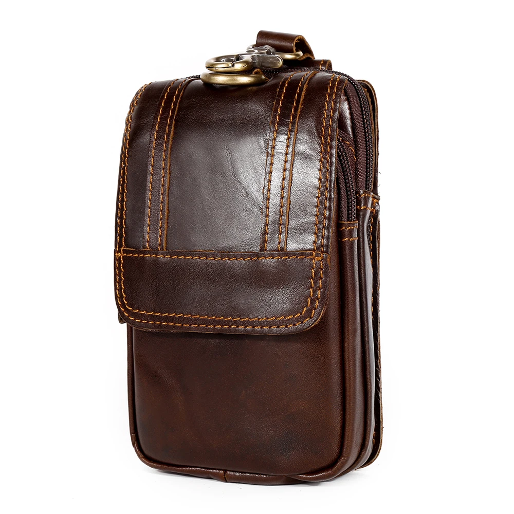 RETROGOO-riñonera de cuero genuino para hombre, Bolso pequeño de cuero de vaca hecho a mano, Estilo Vintage, vaquero