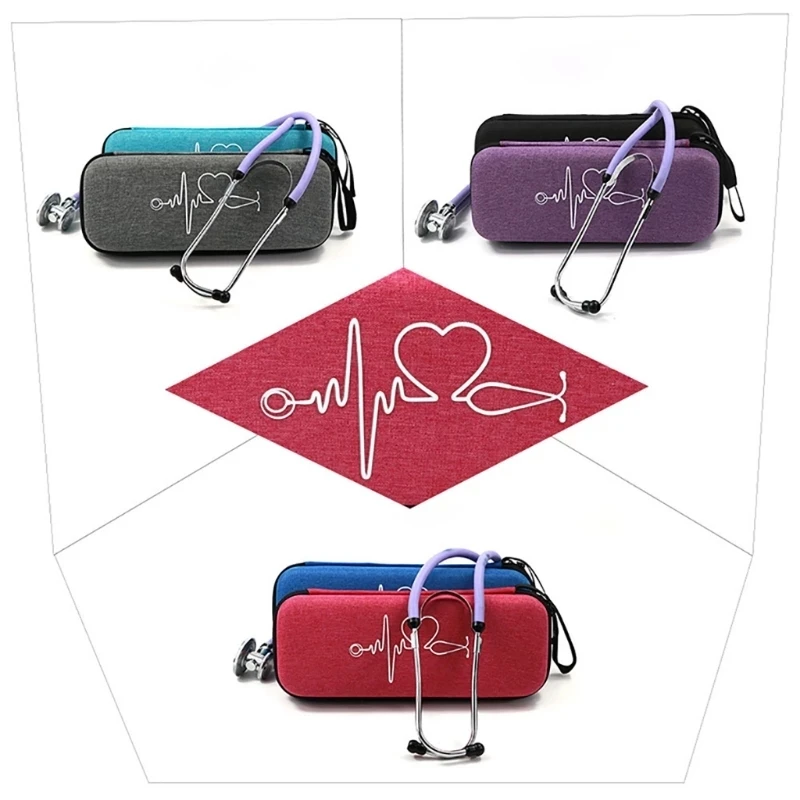 Medical Carrying Stethoscope Case Hard Shell Cover EVA Storage Hand Bag Box Pouch Mesh Pocket Accessory for Littmann Stethoscope