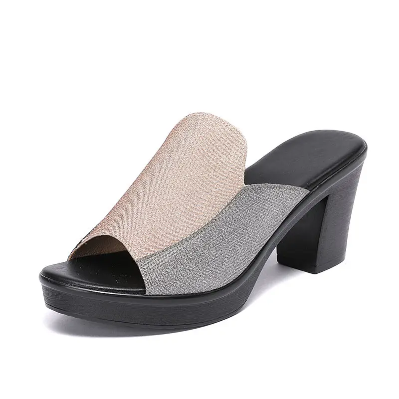 Thời Trang Mới Chống Trơn Trượt Nữ Giày Cao Gót Dép Peep Toe Bên Ngoài Nữ Móng Guốc Gót Dép Nông Nữ Dép Nữ