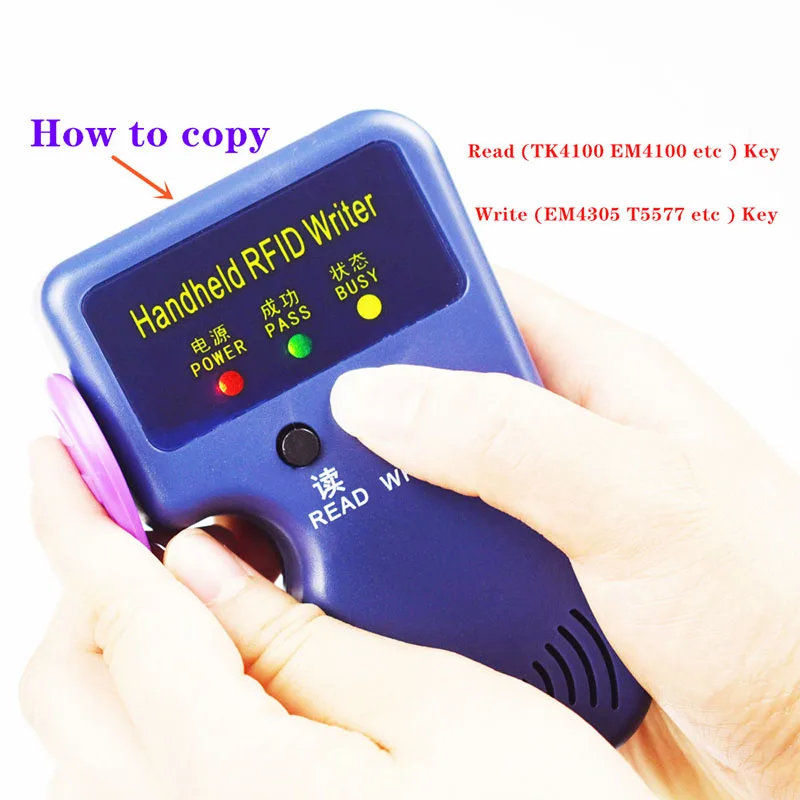 Handheld 125KHz RFID Duplicator Copier Programmer Reader Writer for EM T5577 EM4305 Keyfobs Tags Card