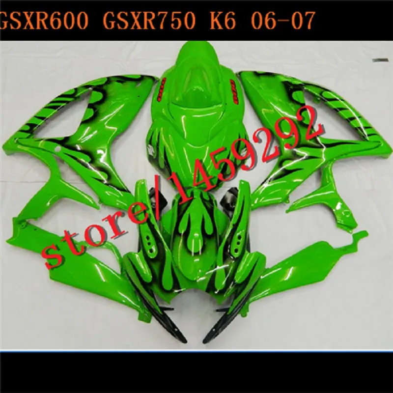 

Fairing kit for A GSXR600 750 06 07 GSXR600 750 2006 2007 mold GSXR600 GSXR750 K6 06 07 black flames green Fairing