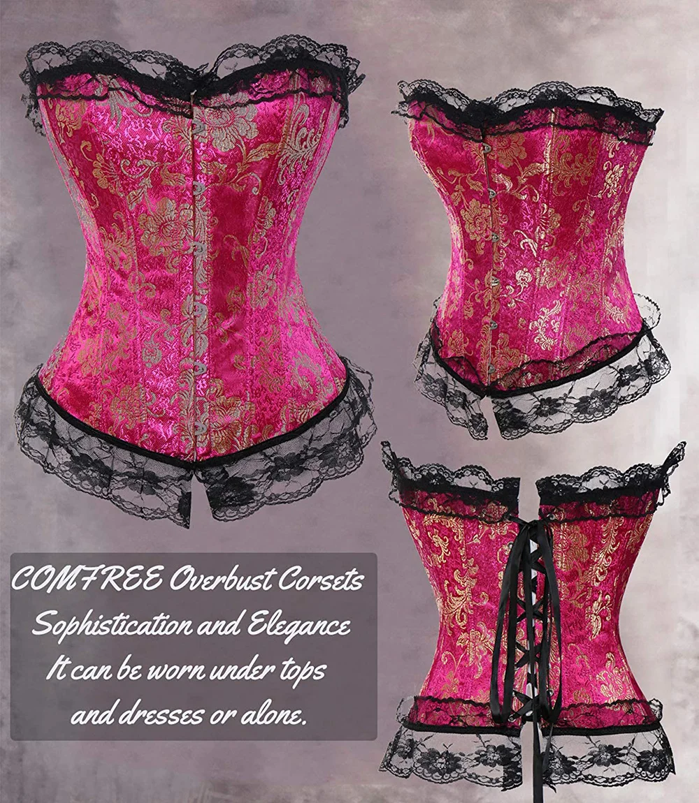 Women steampunk clothing gothic Plus Size Sexy Corsets Lace Up boned Overbust Bustier Waist Cincher Body shaper corselet S-6XL