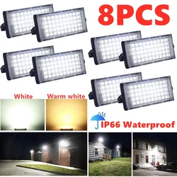 Reflector LED para exteriores, lámpara de pared impermeable IP65, 4/8 piezas, 50W, AC220V, luz blanca y cálida, iluminación de paisaje