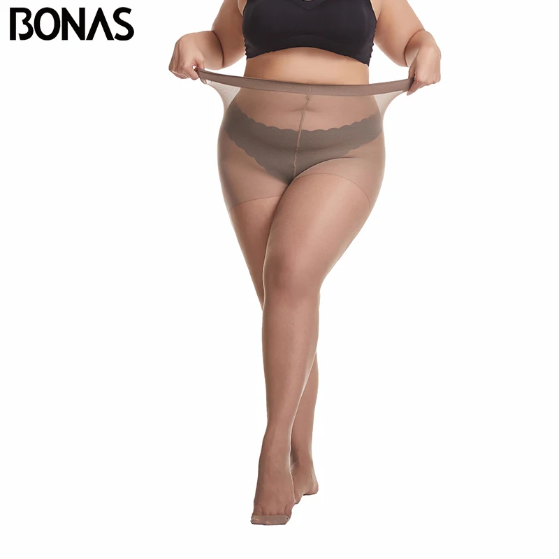 BONAS 20D ultracienkie rajstopy damskie Plus Size duże rozmiary 120kg rajstopy seksowne super elastyczne rajstopy nylonowe Queen Size kobiece nowe