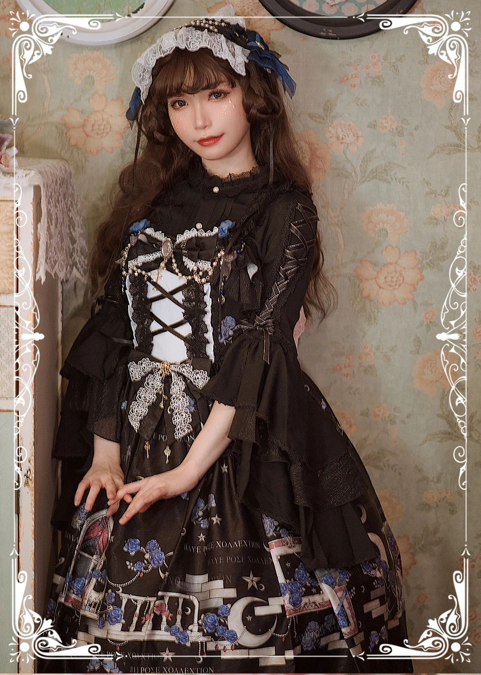 Công Chúa Tiệc Trà Ngọt Lolita Đầm Retro Ren Nơ Mềm Bé Gái Dễ Thương In Victoria Đầm Kawaii Cô Gái Gothic Lolita Cos