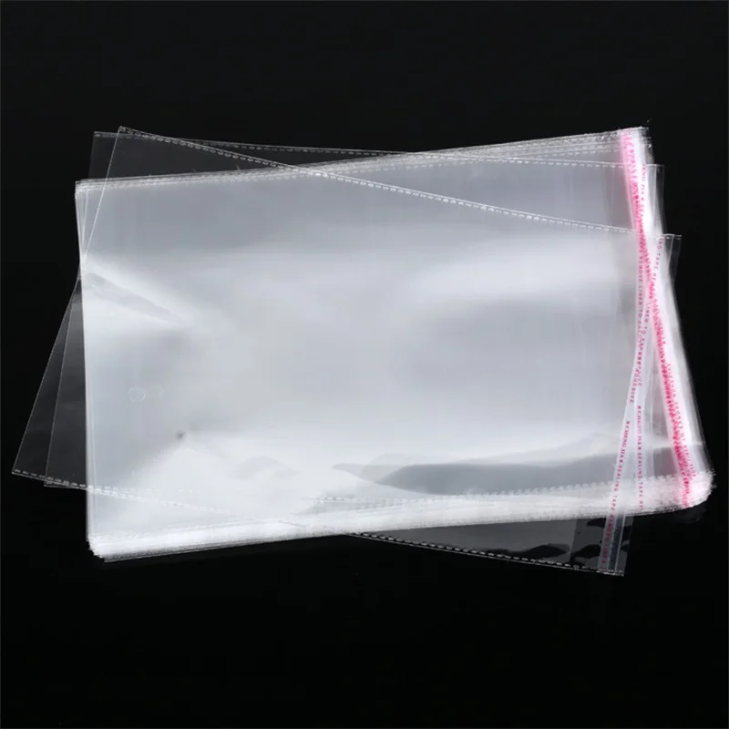 100pcs/Lots Resealable Cellophane OPP Poly Bags Thick Clear Chlothes Clothing Package Storage Bag Envelope Shipping Package Bag