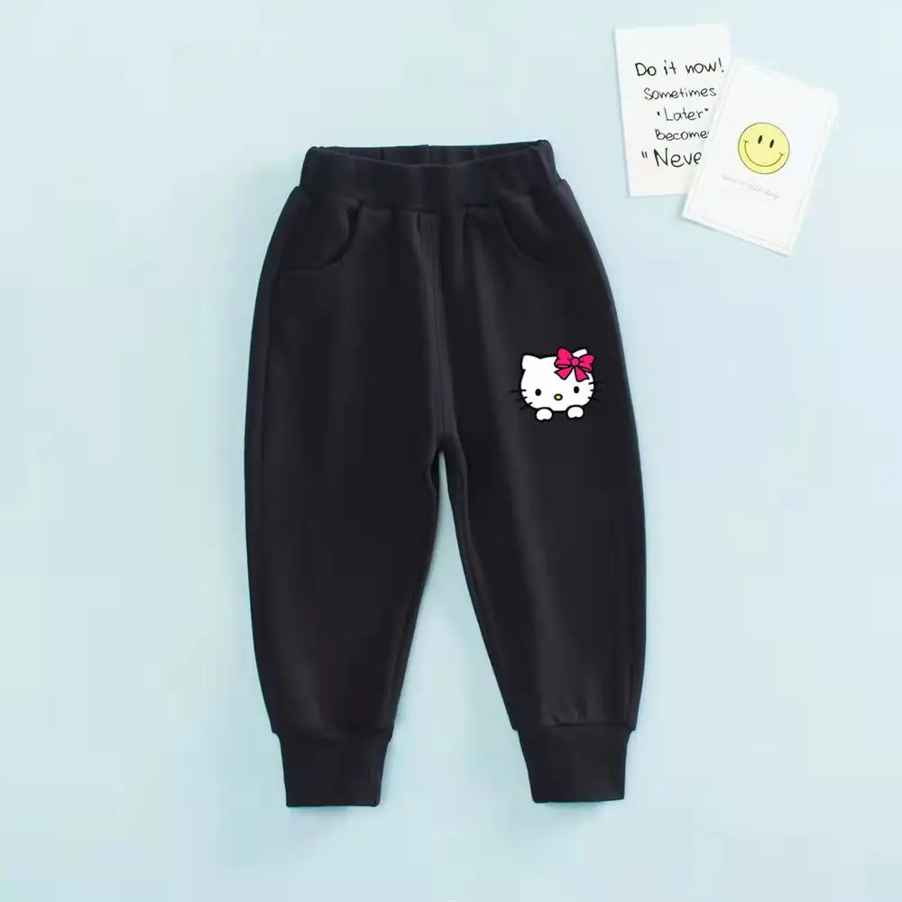 Hello Kitty Children's Clothing Autumn Casual Sports Pants Girls Cotton Comfortable Sweatpants Baby Cute Cartoon Harem Pants