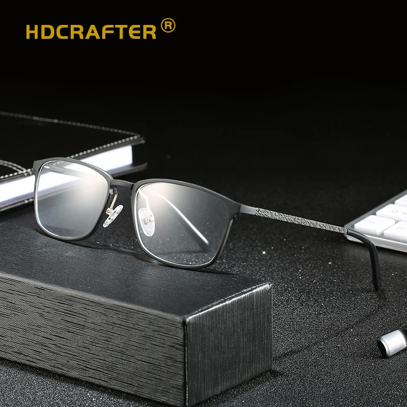 

HDCRAFTER Alloy Glasses Frame Men Ultralight Square Myopia Hyperopia Prescription Eyeglasses Frames Metal Optical Eyewear