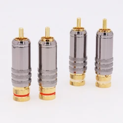 8pieces 24k Gold Plated RCA Plug Gold Male Connector HIFI rca plug solder Audio rca plug