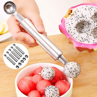 Stainless Steel Ball Digger Fruit Platter Tool Set Watermelon Spoon Dividing Carving Knife Mould Fancy Cutting