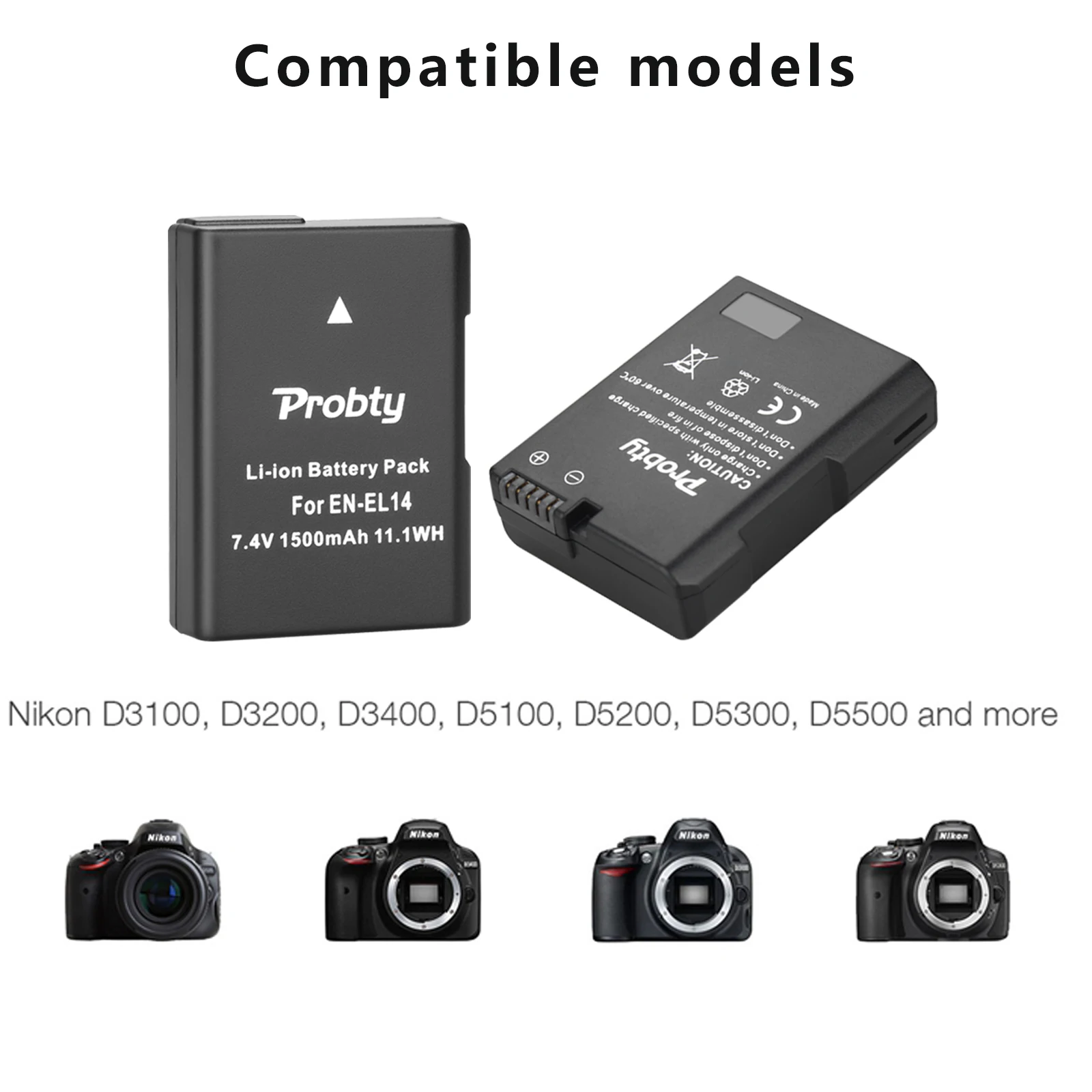 1500MAh EN-EL14 EN-EL14A EL14แบตเตอรี่ทดแทนสำหรับ Nikon D3100 D3200 D3300 D3400 D5600 D5100 D5200 P7000 P7800