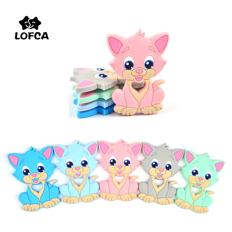 LOFCA-mordedor de silicona para bebé, cuentas de grado alimenticio sin BPA, colgante con forma de Animal, cadena de chupete para bebé, juguete de