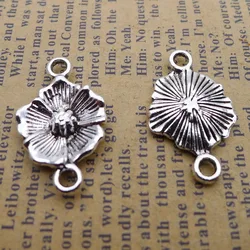 15pcs/Lot 24x15mm Antique Silver Color Flower Charms Connector Pendant For Jewelry Making DIY Jewelry Findings